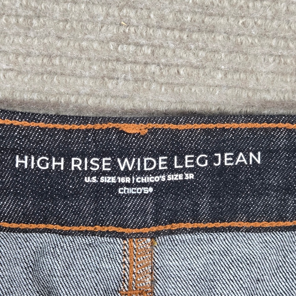 Chico's Women 16R Indigo Blue High Rise Wide Leg Denim Jeans - Picture 9 of 11